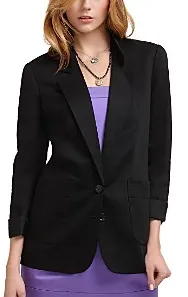 french connection super sateen long boyfriend blazer in black