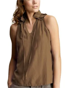 gap silk blend ruffle neck blouse