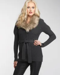 juicy couture faux fur collar cardgian