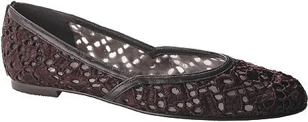 stuart weitzman black dippy lace flats
