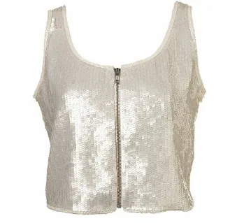 sequin vestcrop