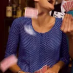 spotty scoop neck