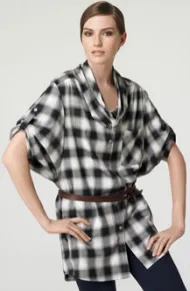 vince cowl neck plaid shirt