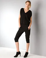 vince ponte blouson cropped jumpsuit