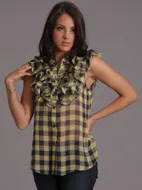 zoa plaid ruffle shirt