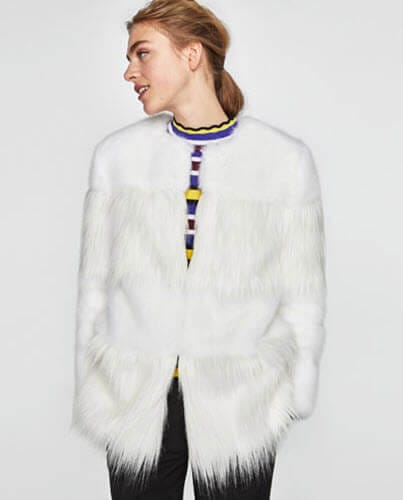 zara combined faux fur coat