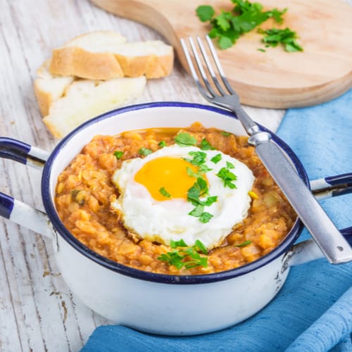 egg and lentils