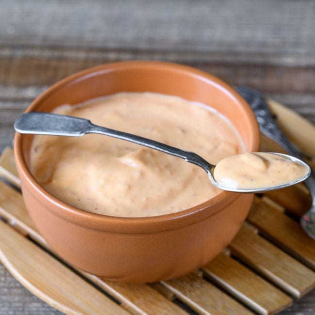 big mac sauce in bowl with spoon