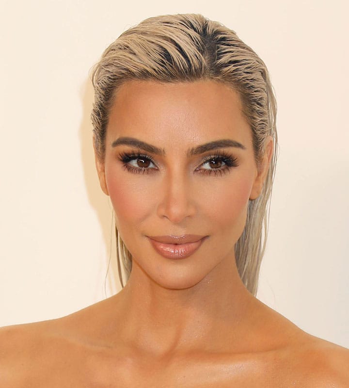 kim kardashian silver smokey eye red carpet blonde hair dyed glowing skin