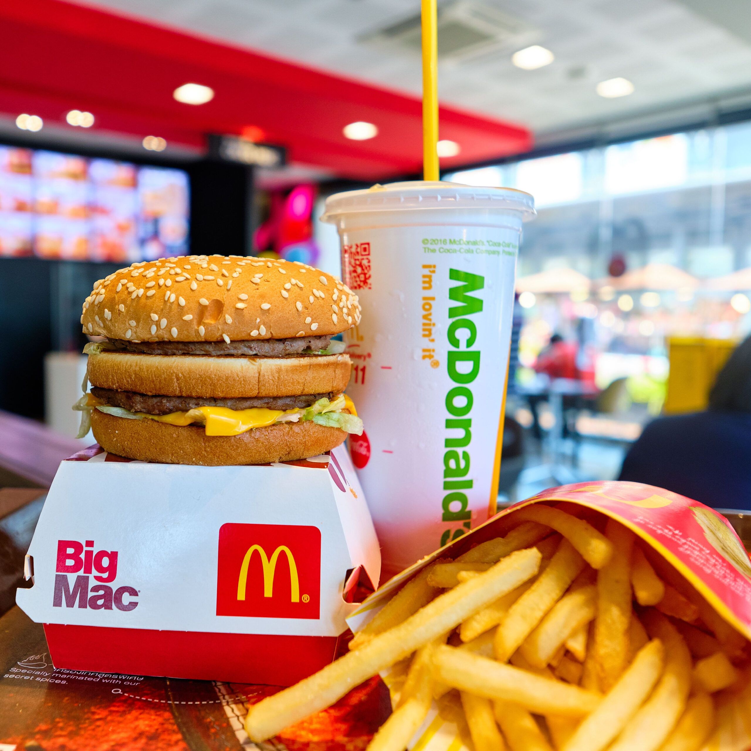 McDonald's big mac meal with fries and drink