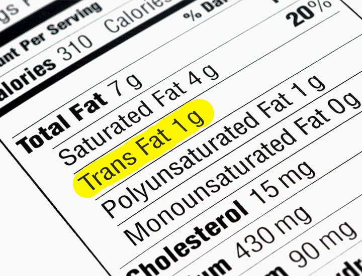 Food label with trans fat
