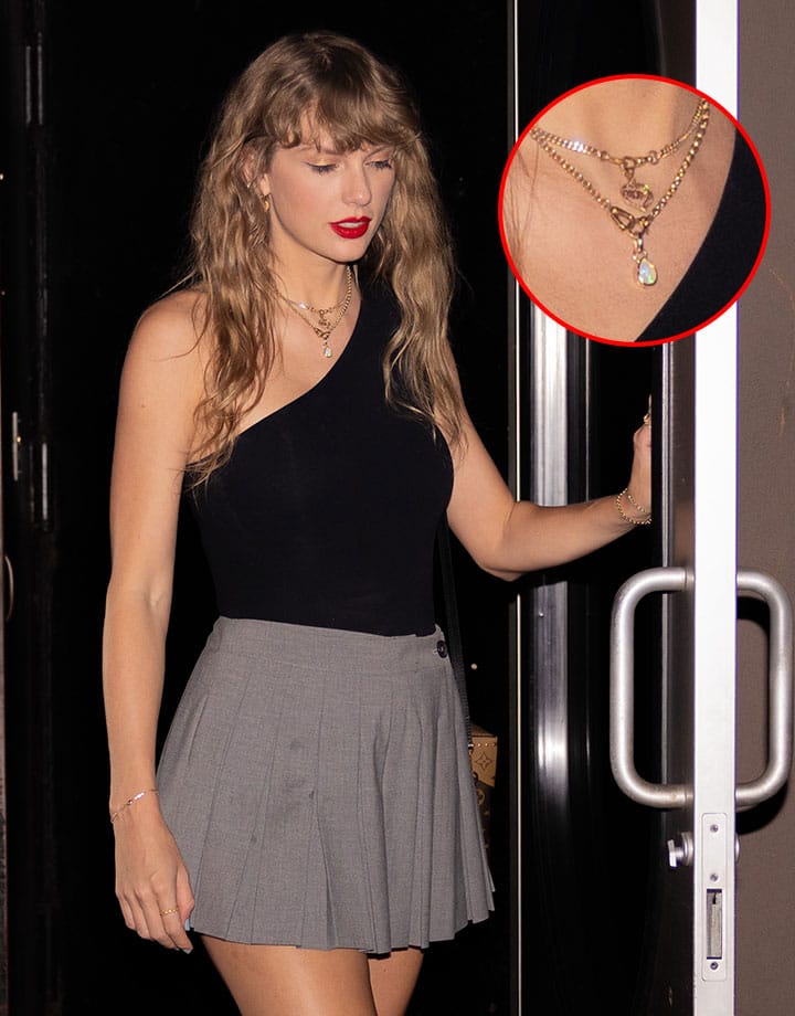 Taylor Swift Travis Kelce birthstone necklace NYC