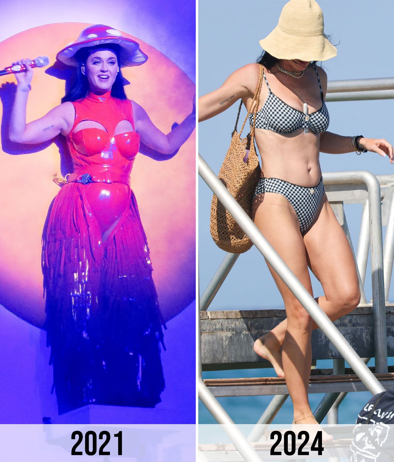 Katy Perry before and after weight loss 2021 vs 2024