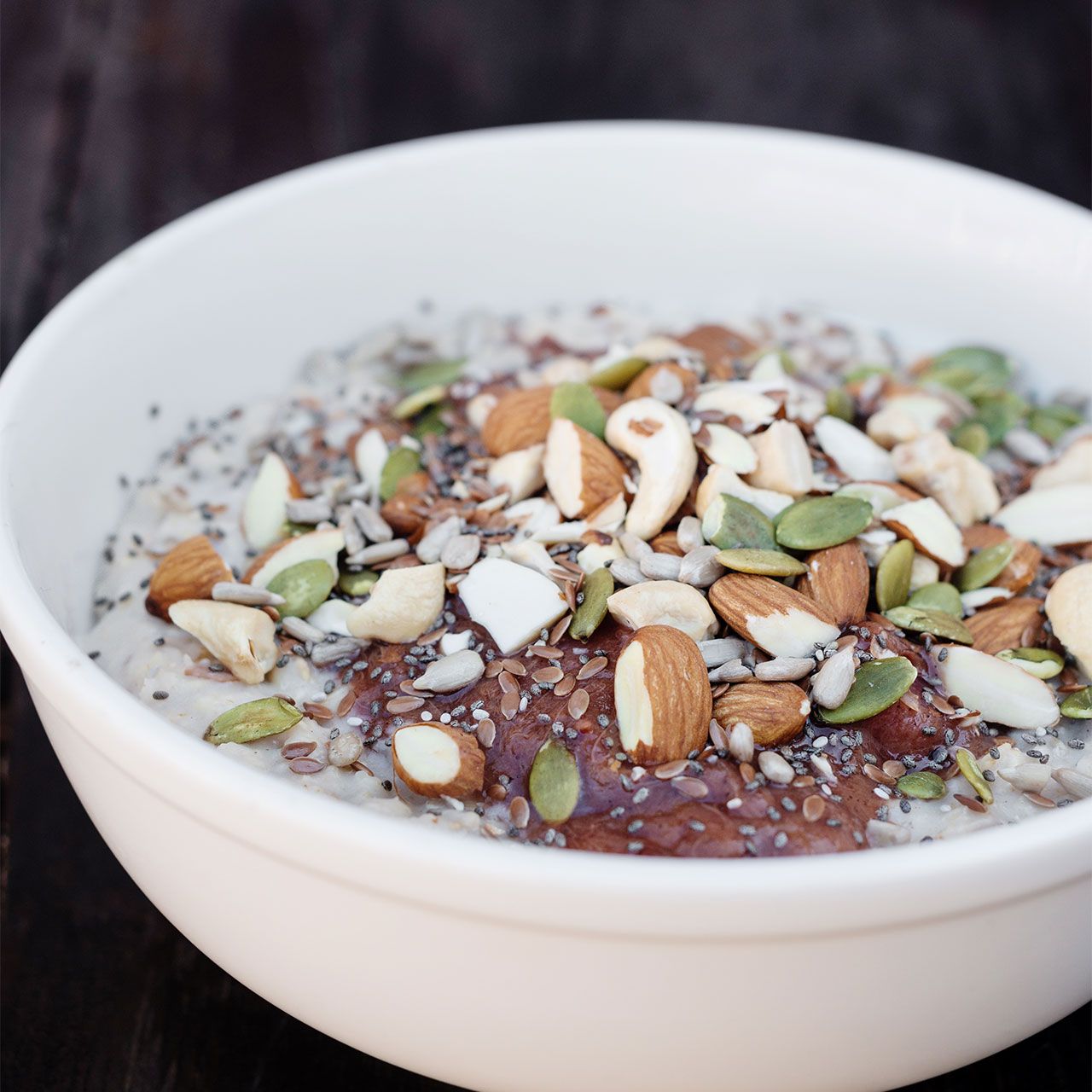 oatmeal bowl with nuts and seeds