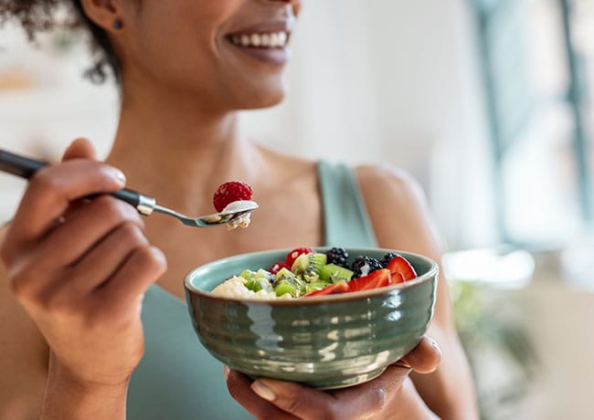 Woman eating healthy food