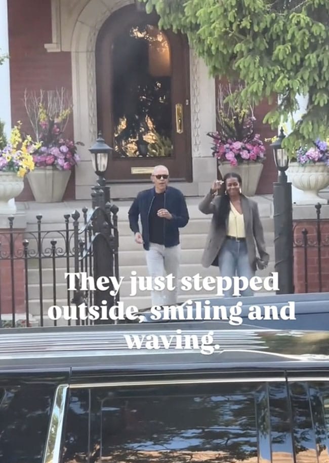 Michelle Obama and Barack Obama leaving the house in Chicago