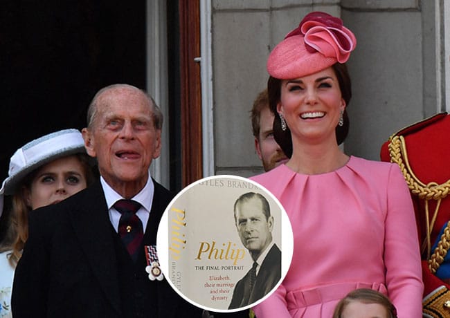 Kate Middleton and Prince Philip with book