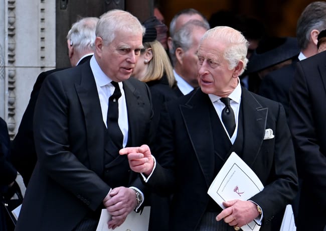 King Charles and Prince Andrew depart state funeral