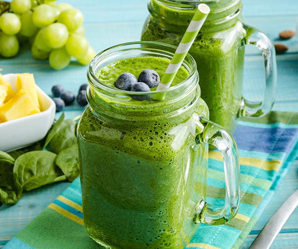 green smoothies in mason jar