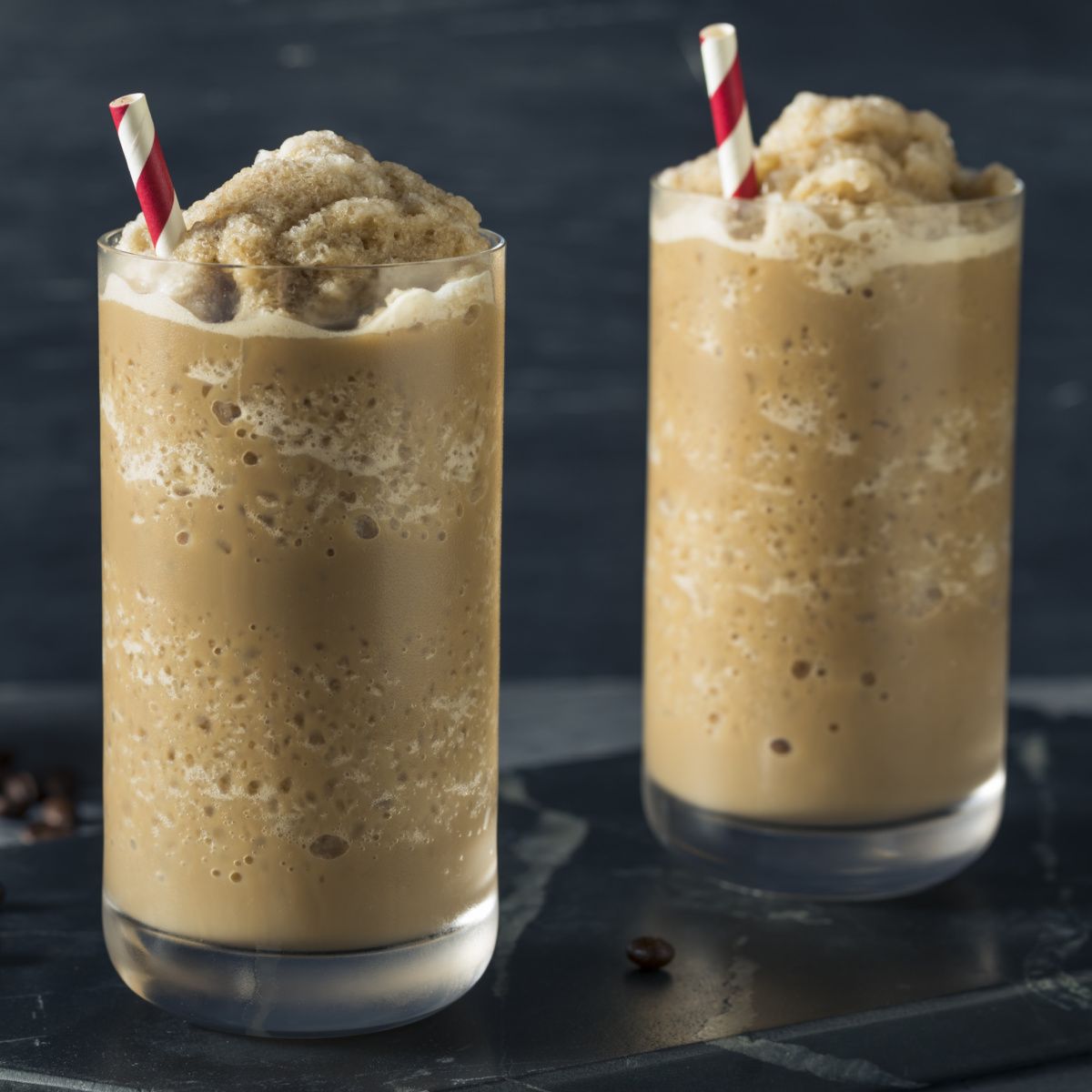 Frozen coffee on a table.