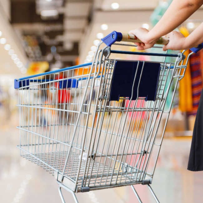 person pushing shopping cart