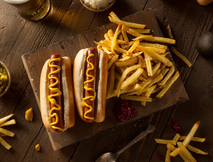 Hot dog with french fries