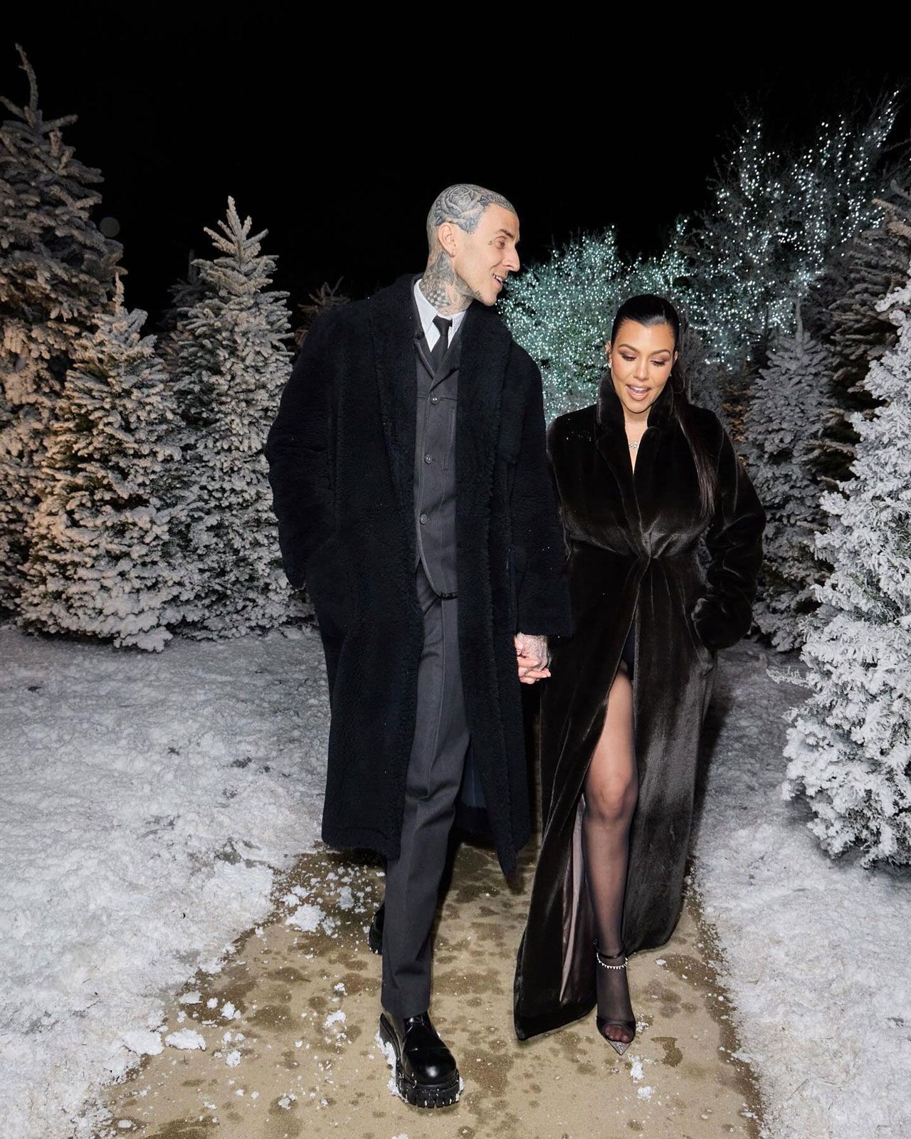 Kourtney Kardashian Travis Barker Christmas trees