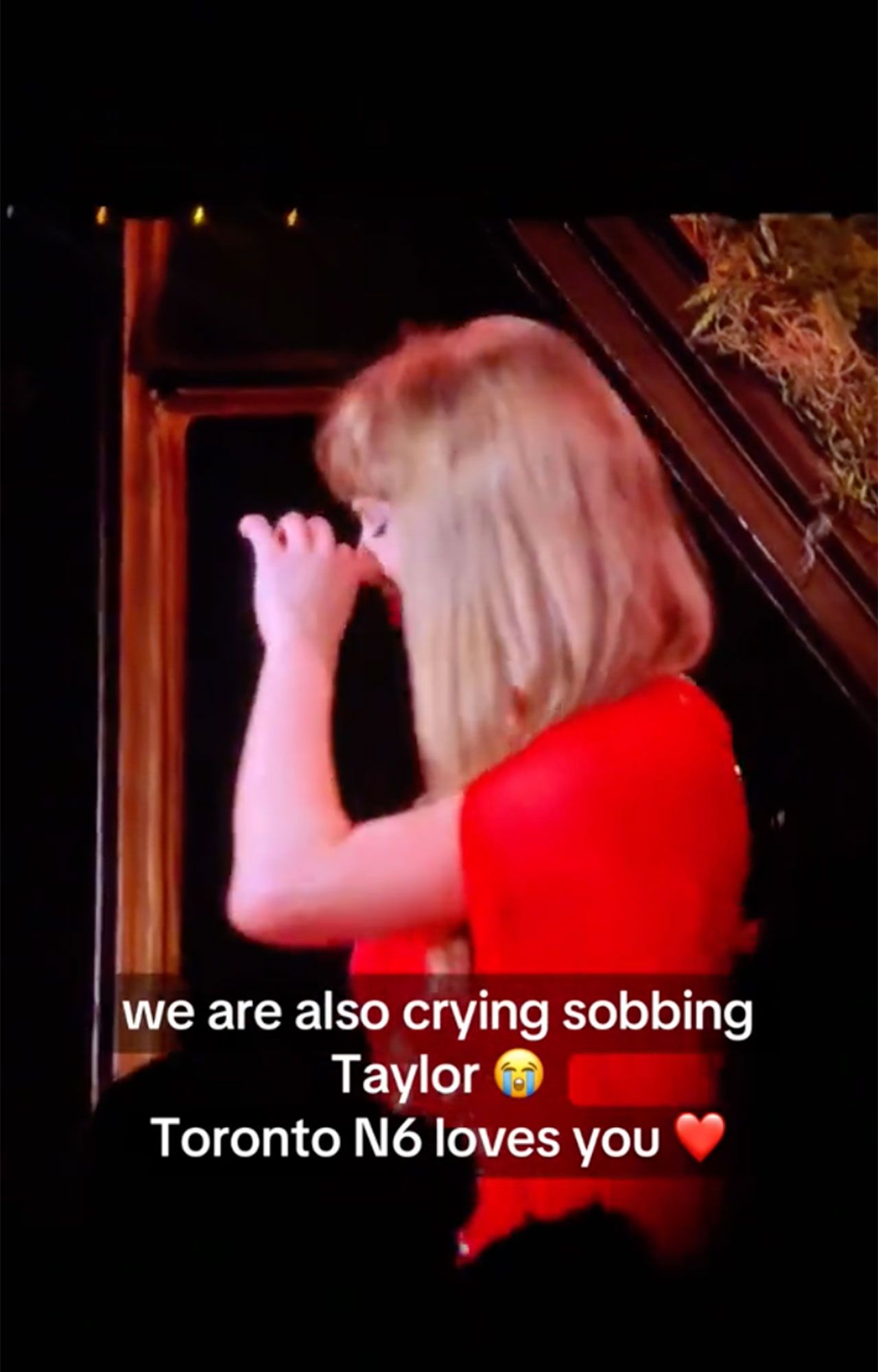 Taylor Swift wiping tears Eras Tour Toronto