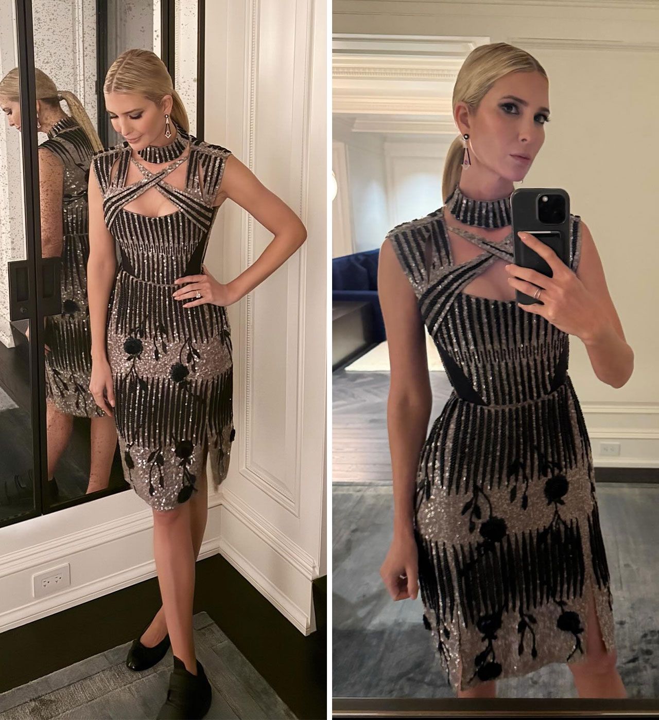 Ivanka Trump selfies beaded midi dress