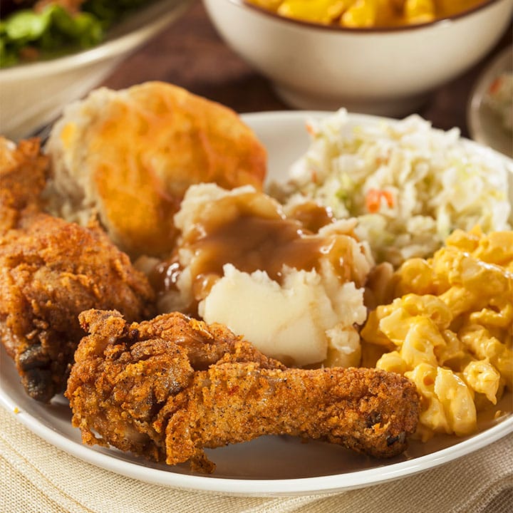fried chicken dinner plate