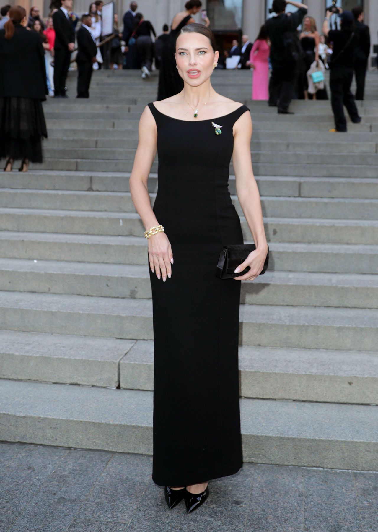 Adriana Lima black dress Tiffany Co Blue Book 2025