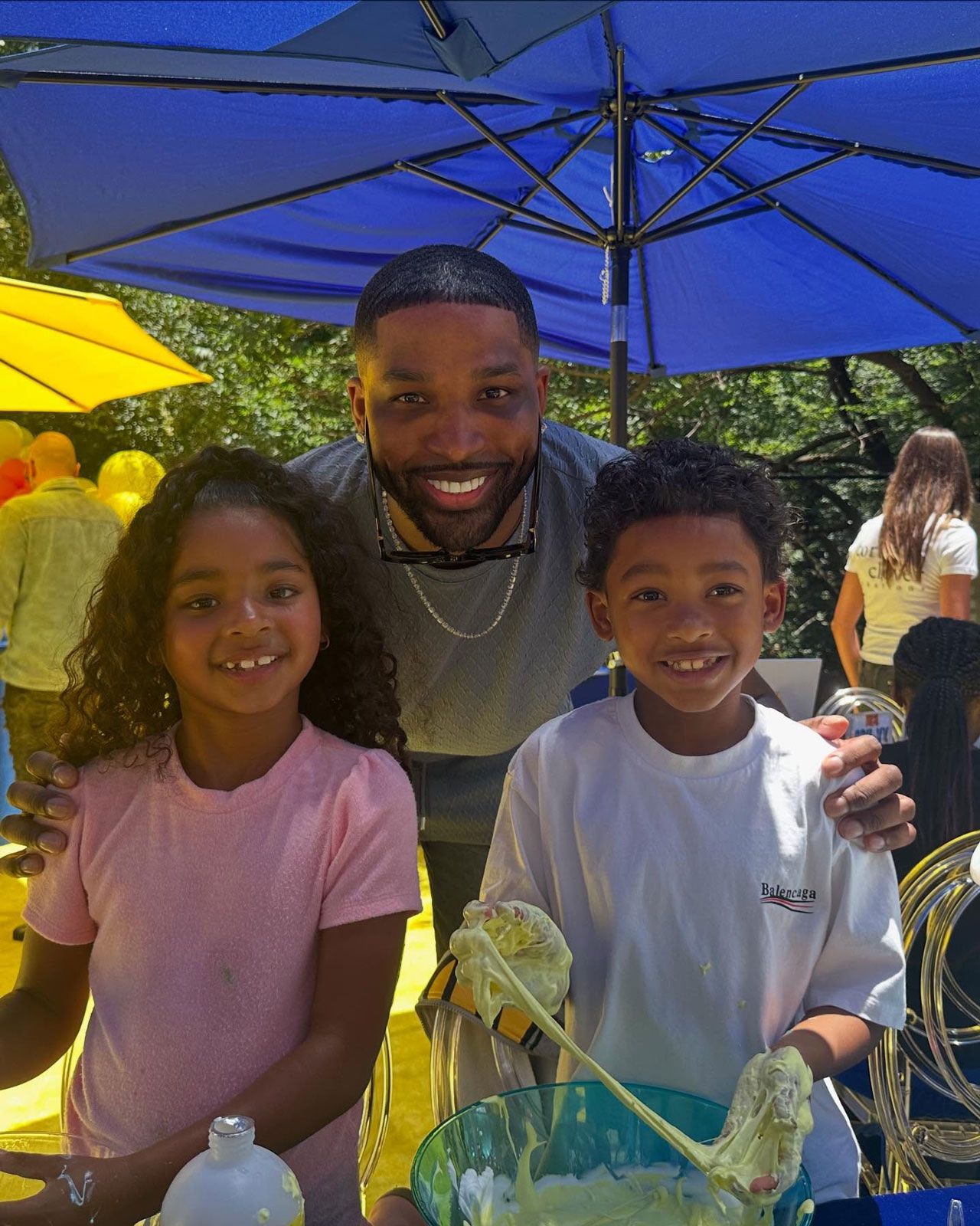 Tristan Thompson Instagram picture wuth True and Prince