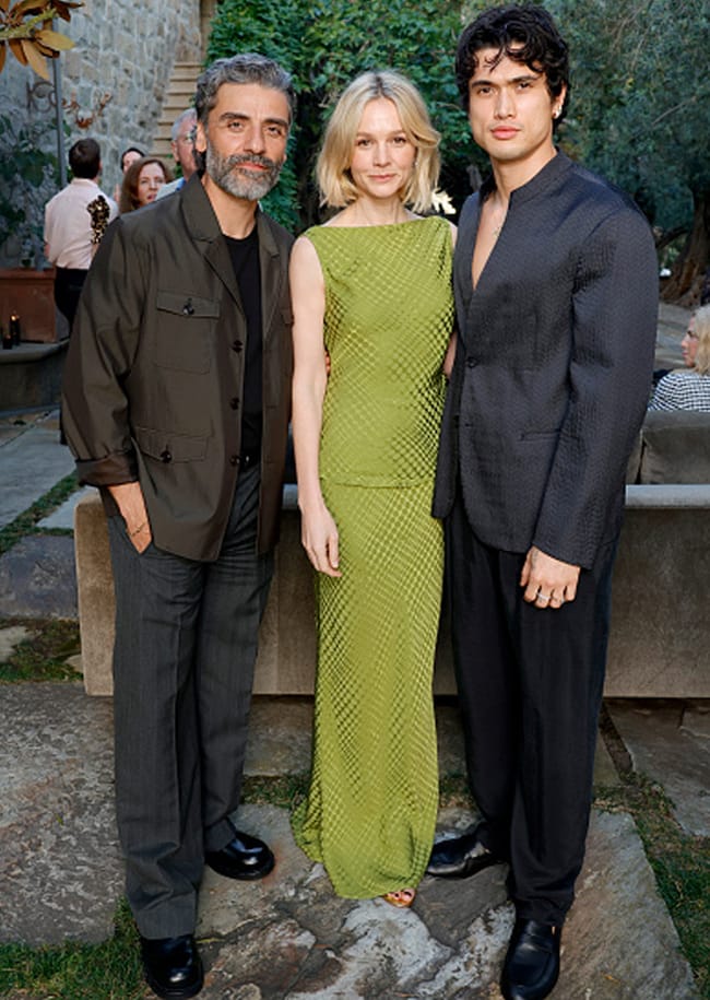 Carey Mulligan with Oscar Isaac and Charles Melton Netflix Beef season 2 party