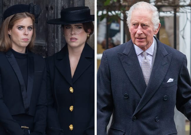 Princess Beatrice and Princess Eugenie with King Charles