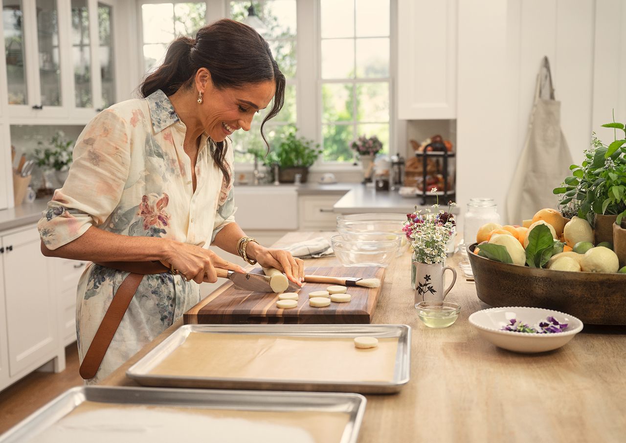 Meghan Markle cooking on With Love Meghsn
