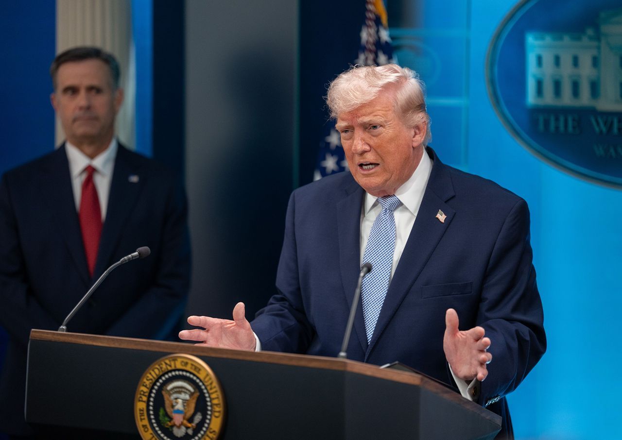 Donald Trump speaking about Iran