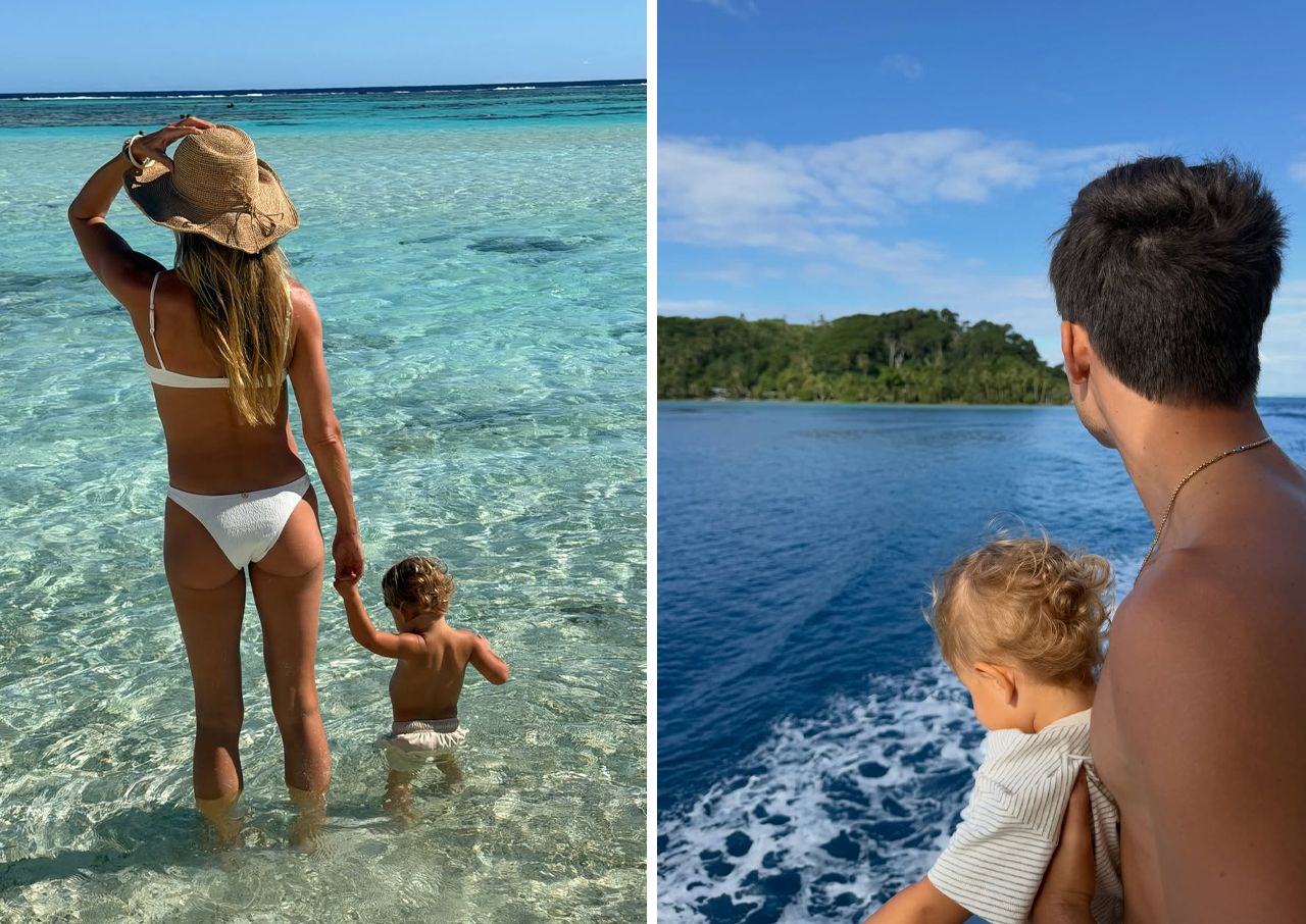 Gisele Bundchen and Joaquim Valente with baby