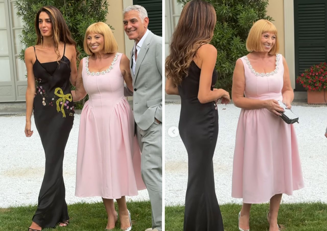 Amal Clooney with Angela Pearl Lake Como dinner party