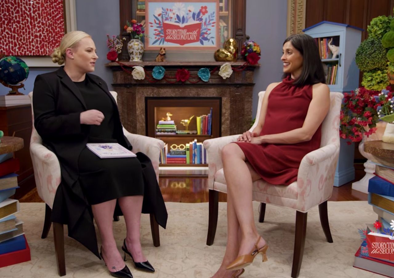Usha Vance burgundy halter mini dress podcast