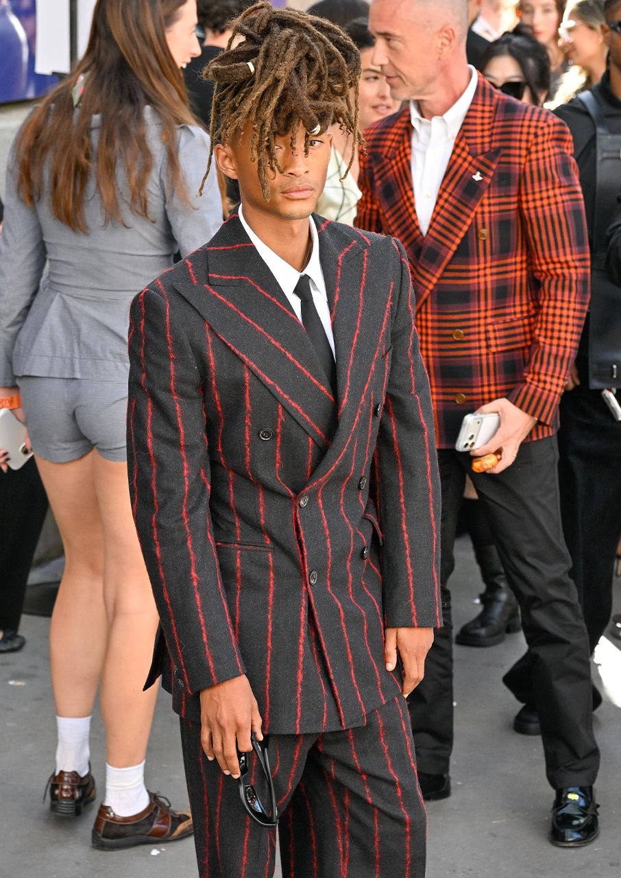 Jaden Smith pinstripe suit Vivienne Westwood Paris Fashion Week