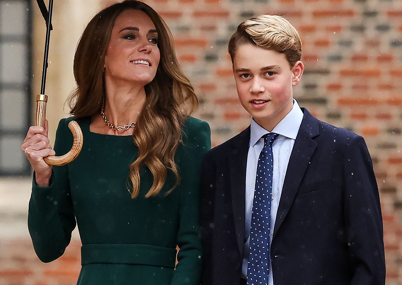 Kate Middleton and Prince George at Eton College