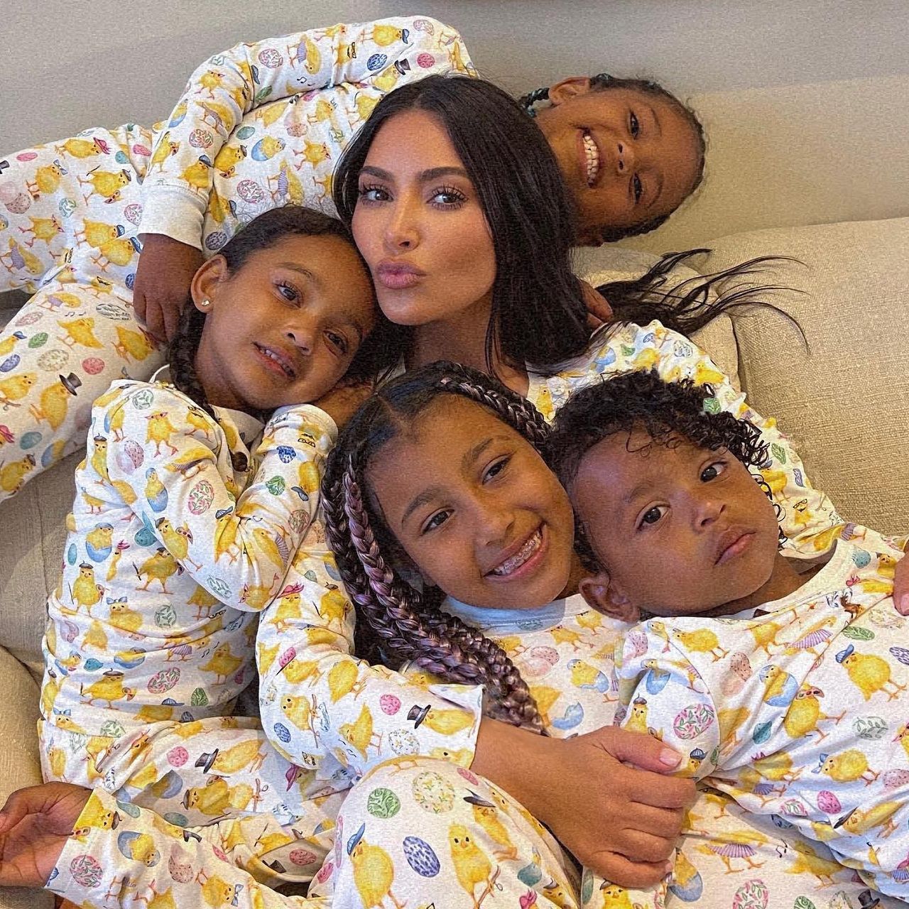 Kim Kardashian with kids