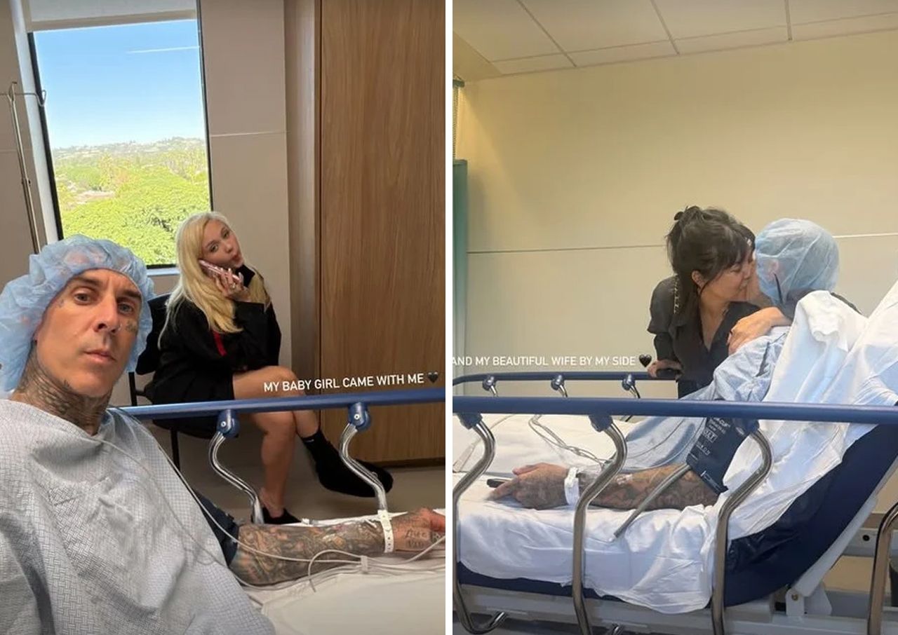 Kourtney Kardashian and Travis Barker hospital post