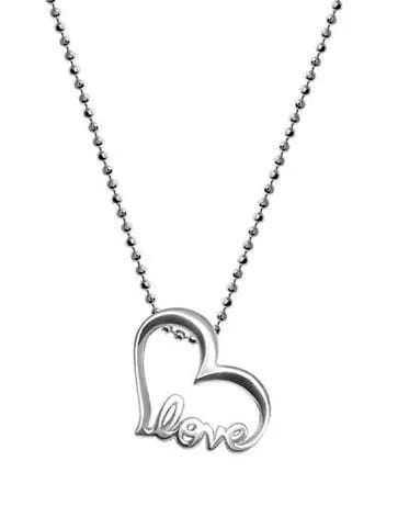 ALEX WOO Little Words Love Heart Sterling Silver Pendant Necklace