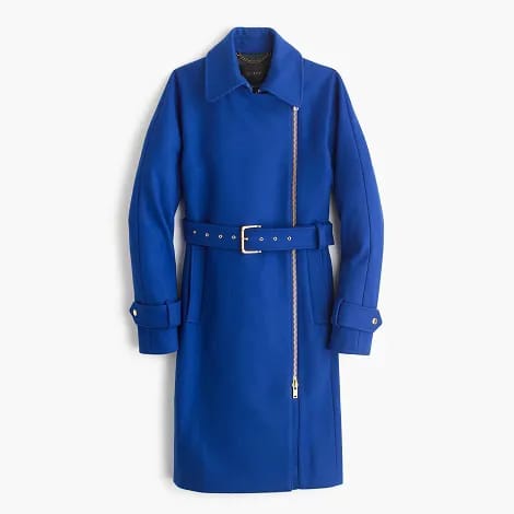 BELTED ZIP TRENCH COAT IN WOOL MELTON