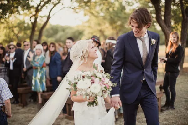 Exiting the ceremony.