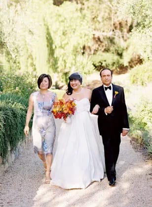 Walking down the aisle.