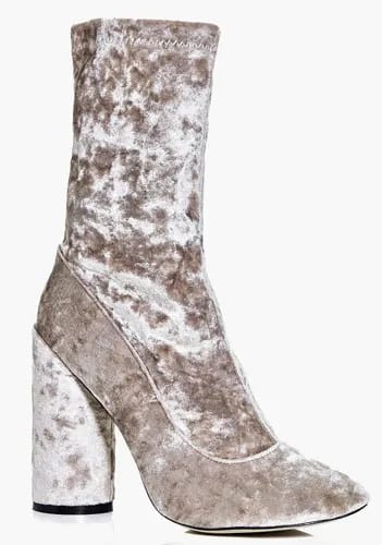 Felicity Cylinder Heel Velvet Sock Boot