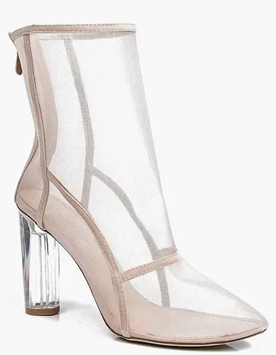 Lola Clear Cylinder Mesh Sock Boot