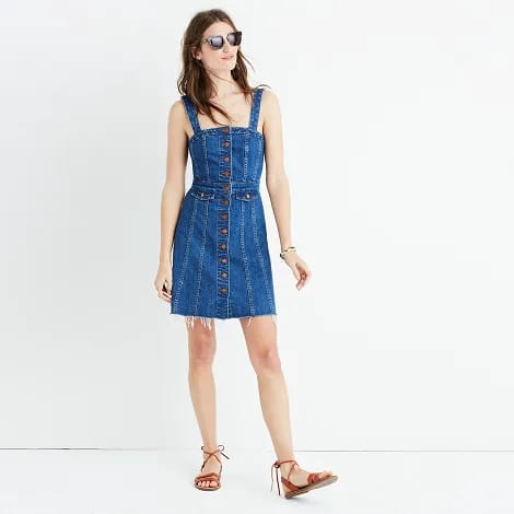 Madewell raw-edge denim button-front dress